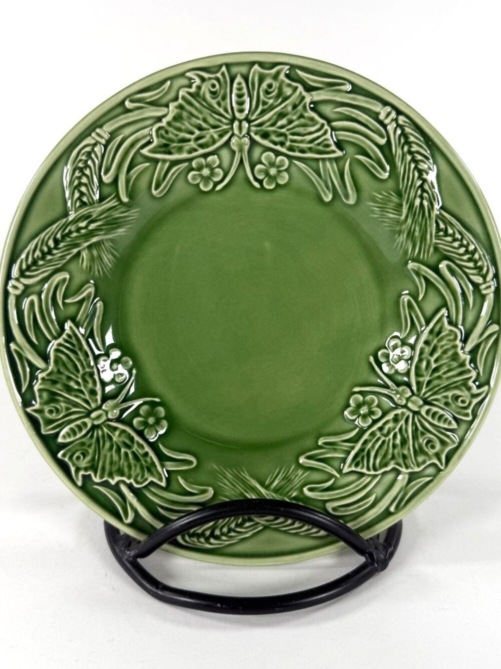 Bordallo Pinheiro Portugal Majolica Papillon Butterfly Green Salad Plate 8 Inch